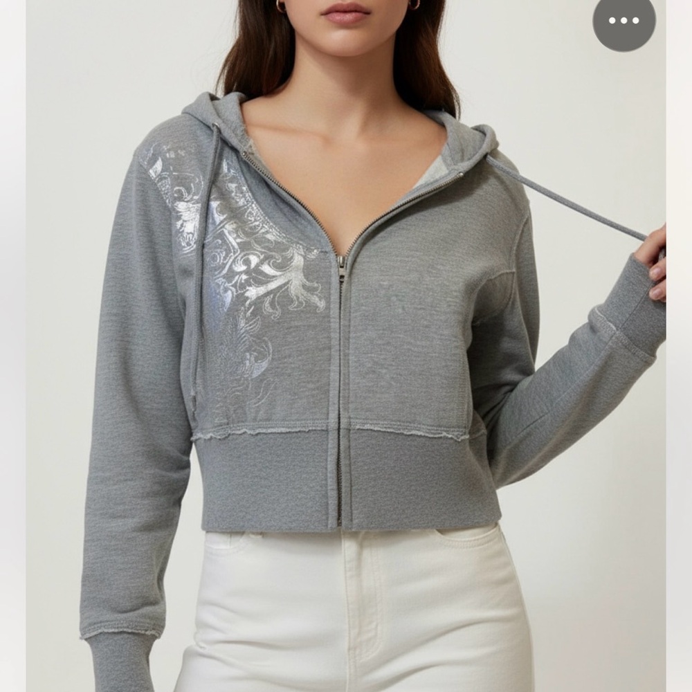 Hale Bob Gray Zip-Up Hoodie NWOT